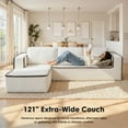 thumbnail image 2 of Vorthio 121" Oversized Modular Sectional Sofa, Velvet Cloud Couch with Chaise, L Shaped Boneless Couches for Living Room, No-Assembly (Letf Facing Chaise,White), 2 of 5