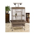 thumbnail image 4 of HomeStock Gothic Grace Playtop Bird Home - Coco Brown Powder-Coated Steel Cage with Integrated Playtop, Removable Trays, and Caster Stand, 30" L x 22" W x 63" H, 4 of 6