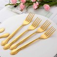 thumbnail image 4 of Stainless Steel Kitchen Dinner Forks 12-Piece Dinner Fork Set 7.3-inch Stainless Steel Table Forks Classic Flatware Silverware Sets Cutlery Utensils Dinnerware with Flower Edge -Gold, 4 of 6