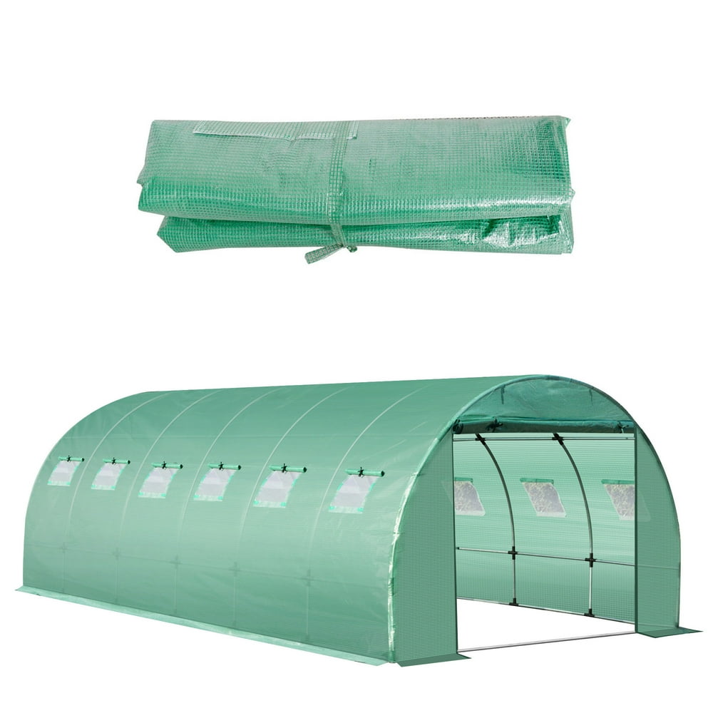 Outsunny 20 x 10 x 7FT Replacement Greenhouse Cover w/ Windows, Green