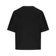thumbnail image 5 of Cotton Tshirts for Women Drop Shoulder Round Neck Oversized Crop Tops Workout Tops Tees, 5 of 6