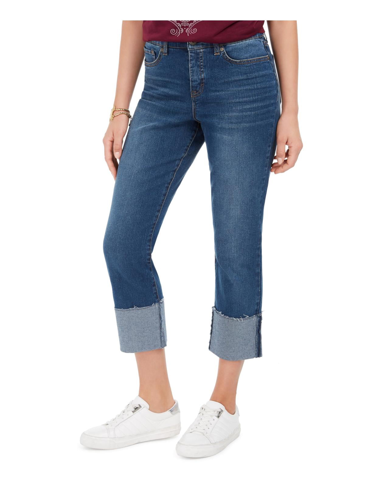 Style & Co. Womens Whisker Wash Cuffed Capri Jeans Blue 12 - Walmart.com