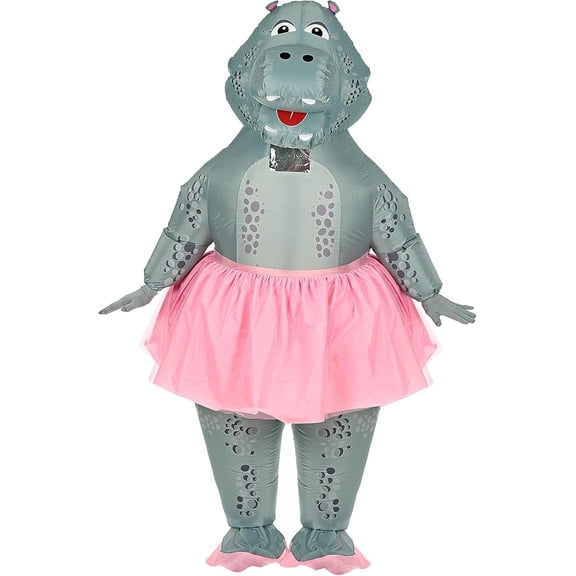 Dancing Ballet Hippo Inflatable Costume Masquerade Party Funny Props Costume Halloween Funny Atmosphere Costume,Height 59"–74.8",Hippo