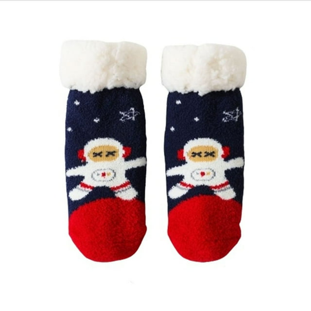 WEAIXIMIUNG Kids Socks 4-6 Years Girls Ruffle Rends Baby Slipper Socks Christmas Toddler Fuzzy Socks Warm Non Winter Socks 2-4 Years