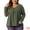 Army Green, variant on DARING DIVA Women's Plus Crew Neck Pleat Front Long Sleeve Top 1X Army Green