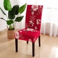 thumbnail image 4 of 6 Pcs/Set Soft Stretchable Dining Chair Covers with Printed Floral Patterns,Spandex Banquet Chair Seat Protector Slipcovers for Holiday Home Party, Hotel, Wedding (Red Flower A), 4 of 6