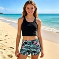 thumbnail image 2 of LIIPEE Girls Swimsuit Crop Tankinis 3 Piece Set Casual Summer Solid Color Scoop Neck Racerback Tankini Tops And Briefs Floral Print Shorts Kids Pool Party Beach Swimwear,4-5 Years, 2 of 5