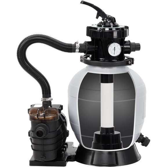 Garvee 12-inch Sand Filter Pump System with 6-Way Valve for Above Ground Pools