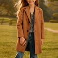 thumbnail image 6 of KAUOD Girls Long Peacoat Button Open Front Collar Mid Jackets Teen Kids Knee Length Plain Fashion Coats Clothes with Pockets, 6 of 6