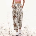 thumbnail image 3 of Gibobby Pantalones deportivos para mujer Pantalones de chándal con estampado inferior para mujer, bolsillos, cintura alta, deportivos, gimnasio, ajuste atlético(Café,M), 3 of 4