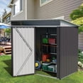 thumbnail image 2 of Outdoor Storage Shed, 6 x 4 FT Outside Metal Garden Shed with Window and Lockable Door, Waterproof Tool Shed for Backyard Patio, Lawn and Garden (Dark Gray), 2 of 15