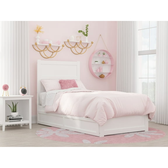 AFI NoHo Wood Twin Bed with Footboard and Twin Trundle in White