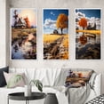 thumbnail image 1 of Designart "Farmhouse Homestead Reflections painting" Landscape & Nature Framed Wall Art Set Of 3 - Brown Farm Frame Canvas Set For Living Room Decor, 1 of 6