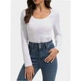 thumbnail image 3 of Womens Long Sleeve Scoop Neck Tops Casual Slim Fitted Basic Shirts, 3 of 5