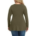 thumbnail image 4 of Plus Size V Neck Long Sleeve Tops for Women Solid Color Casual Pleated T-shirt Spring Autumn Lightweight Blouse,Female Plus Size Slim Fit Pullover Tops,L-5XL, 4 of 5