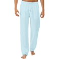 thumbnail image 1 of Pantalones holgados con apariencia de lino para hombre, pantalones casuales de yoga para playa con cintura elástica, 1 of 2