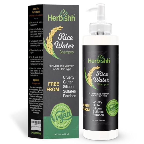 Rice Water Shampoo for Hair Growth - Hair Loss & Thickening Shampoo with Castor Oil, Argan Oil, Coconut Oil & Biotin, Silicone, Paraben, Sulfates, Cruelty, and Gluten Free - Rice Water for Hair Growth