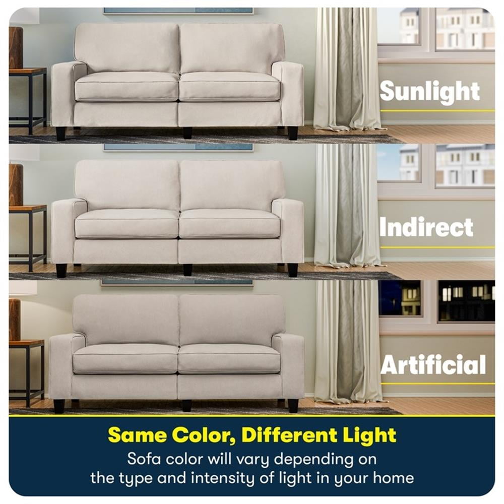 Bowery Hill 61" Track Arm Sofa Loveseat with Removable Covers Cream White