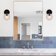 Kenroy Home Prismatic 9.25'' Dimmable 1-Light Wall Sconce with Clear Glass Round Globe Shade Modern Wall Light Fixture for Living Room, Bedroom, Stairway, or Hallway, Black