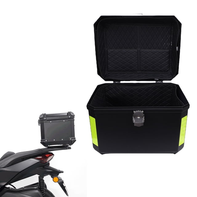 Motorcycle Rear Case, Motorcycle Rear Top Box Removable PU Leather Inner Lining 60 L for Motorbike with Tail Racks