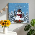 thumbnail image 2 of Canvas Wall Art, Blue Snowman Christmas Framed Canvas Prints for Living Room Bathroom, Xmas Pinecone Tree Snowflake Gallery Wrapped Wall Decor for Home Office, Gifts, 12"x12" Ship Next Day, 2 of 9