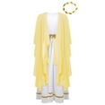 thumbnail image 3 of iiniim Kids Girls Party Dress Princess Robe with Gold Leaf Crown Headwear Yellow 10, 3 of 6