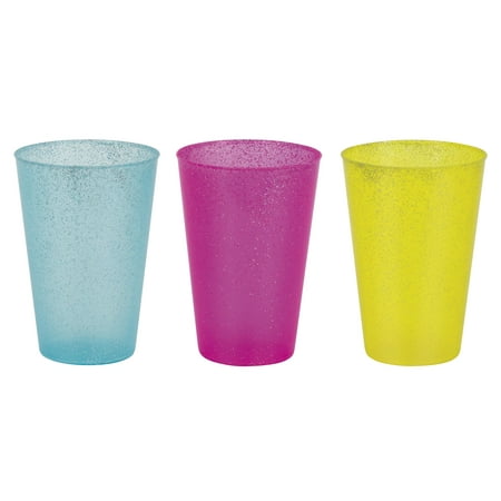 Way to Celebrate! Solid & Glitter Plastic 16oz. Cups, Assorted, 6ct