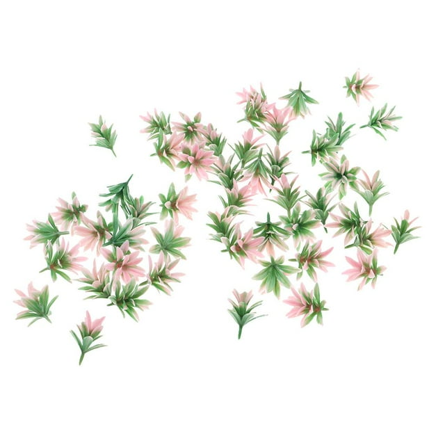MERIGLARE 50 Pcs Modèle Fleur Mini Paysage Architecture Train Chemin de Fer Arbres Rose