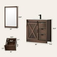 thumbnail image 2 of ChVans Farmhouse Bathroom Vanity with Sink & Faucet & Mirror, 36" Large Bathroom Vanity Cabinet Set with 3 Drawers and Sliding Barn Door, Freestanding Single Bath Storage Vanity Ceramic Sink,Brown, 2 of 8