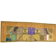 Mogul Vintage Table Runner Zari Embroidery Wall Hanging Table Decor Tepestry 60"x18"