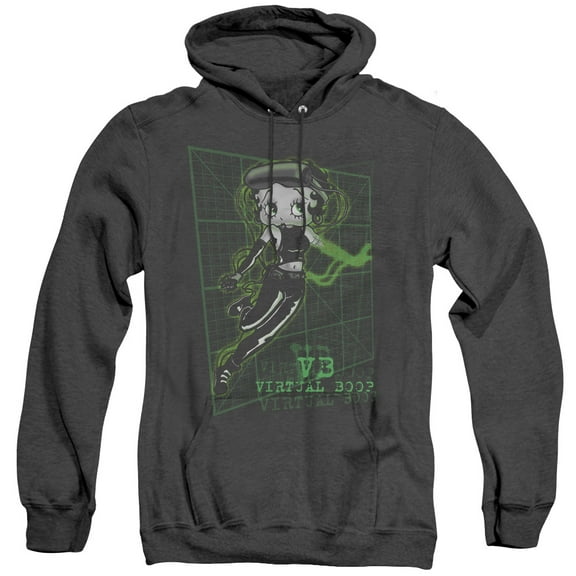 Betty Boop Virtual Boop Adult Heather Hoodie Sweatshirt Black