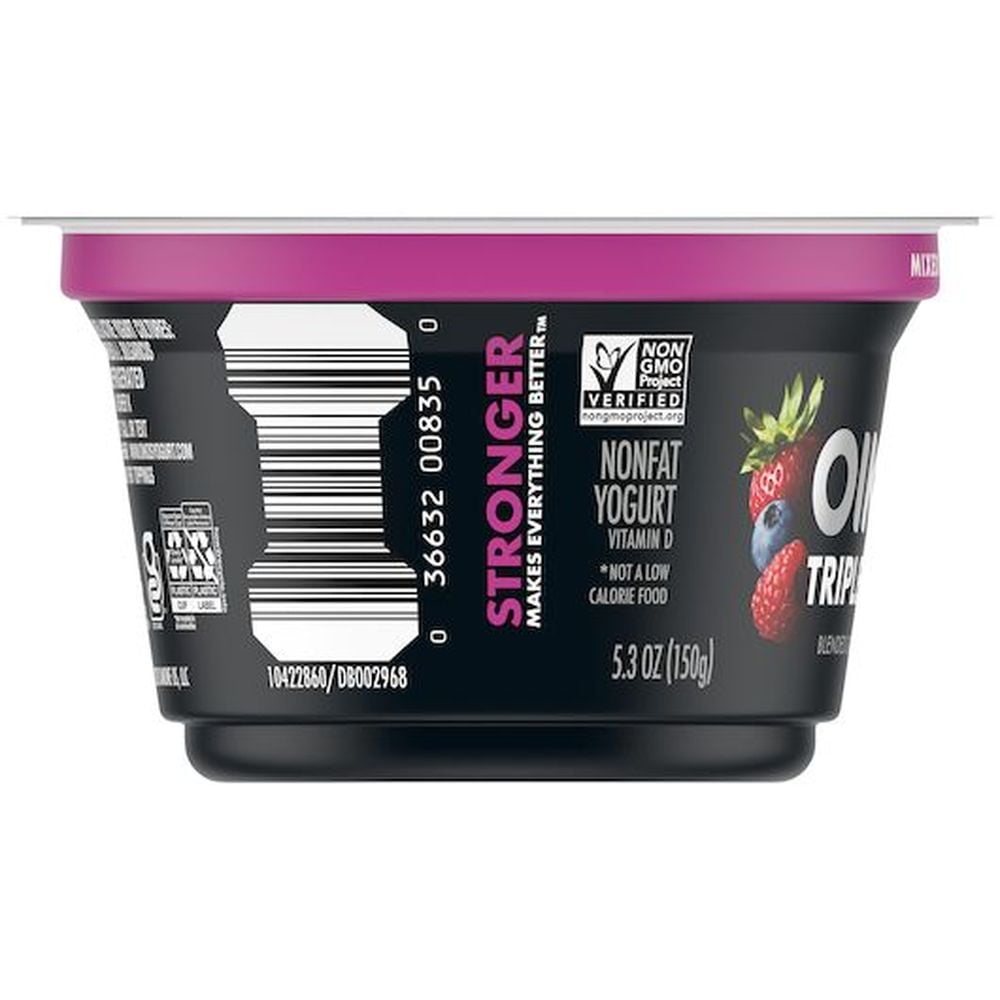 Oikos Organic Triple Zero Mixed Berry Nonfat Greek Yogurt, 5.3 Ounce -- 12 per Case.