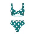 thumbnail image 5 of Honeii Teal And White Polka Dot Print Women’s Bikini Set,Two Piece Swimsuit Bathing Suits,Stylish High Elasticity Swimwear for Beach and Pool, 5 of 7