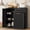 Black, variant on 13 Gallons Pull Out Trash Can Cabinet with Storage, Fluted Kitchen Trash Cabinet with Adjustable Shelf & Drawer, Hidden Wood Pet Proof Trash Can Holder for Laundry, Living Room, Green