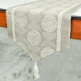 thumbnail image 4 of The HomeCentric Decorative Beige Table Runner 4 Seater Table Runner (14 x 60 inch) Embroidery, Lace, Bohemian & Tassels Table Runner, Linen fabric Table Linen, Abstract Bohemian - Boho Linen Dreams, 4 of 10