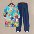 thumbnail image 2 of 2 Piece Sets Two Piece Pants Set for Women Dressy Women's Casual Round Neck Short Sleeve Top And Pants Digital Printing Two-piece Set My Items, 2 of 5