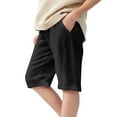 thumbnail image 2 of CYRBOKO Athletic Shorts for Boys, Knee&nbsp;Length Loose Fit Casual Solid Color Summer Shorts Black Size 10-11 T, 2 of 8