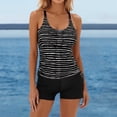 thumbnail image 2 of DHFJKG Tankini Swimsuit For Women Tummy Control Two Piece Bathing Suit Drawstring Swimwear Striped Tank Top With Shorts Stylish Beachwear, 2 of 5