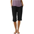 thumbnail image 2 of yillto Capris Pant for Womens Straight Leg Loose Dressy Pants Elastic Waist Casual Capri Trousers with Pocket, 2 of 6