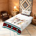 thumbnail image 3 of Manfei Aztec Geometric Twin Sheets, Boho Cow Skull Print Bedding, Orange Black, Reversible 3 Pieces1 Flat Sheet + 1 Fitted Sheet + 1 Pillowcase, 3 of 6