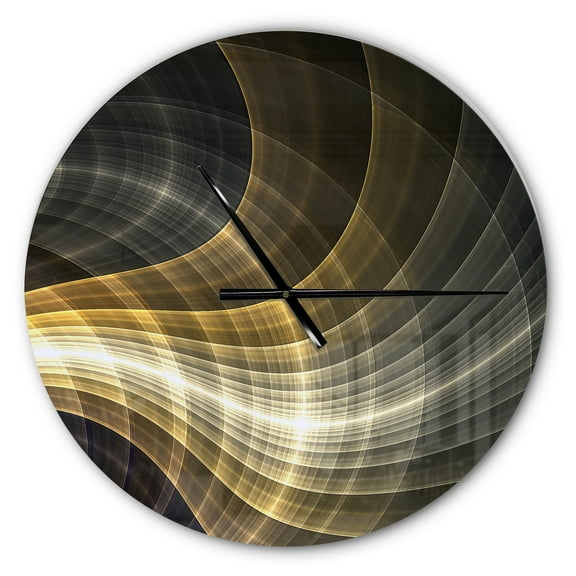 Designart 'Yellow Fractal Light Art ' Modern wall clock
