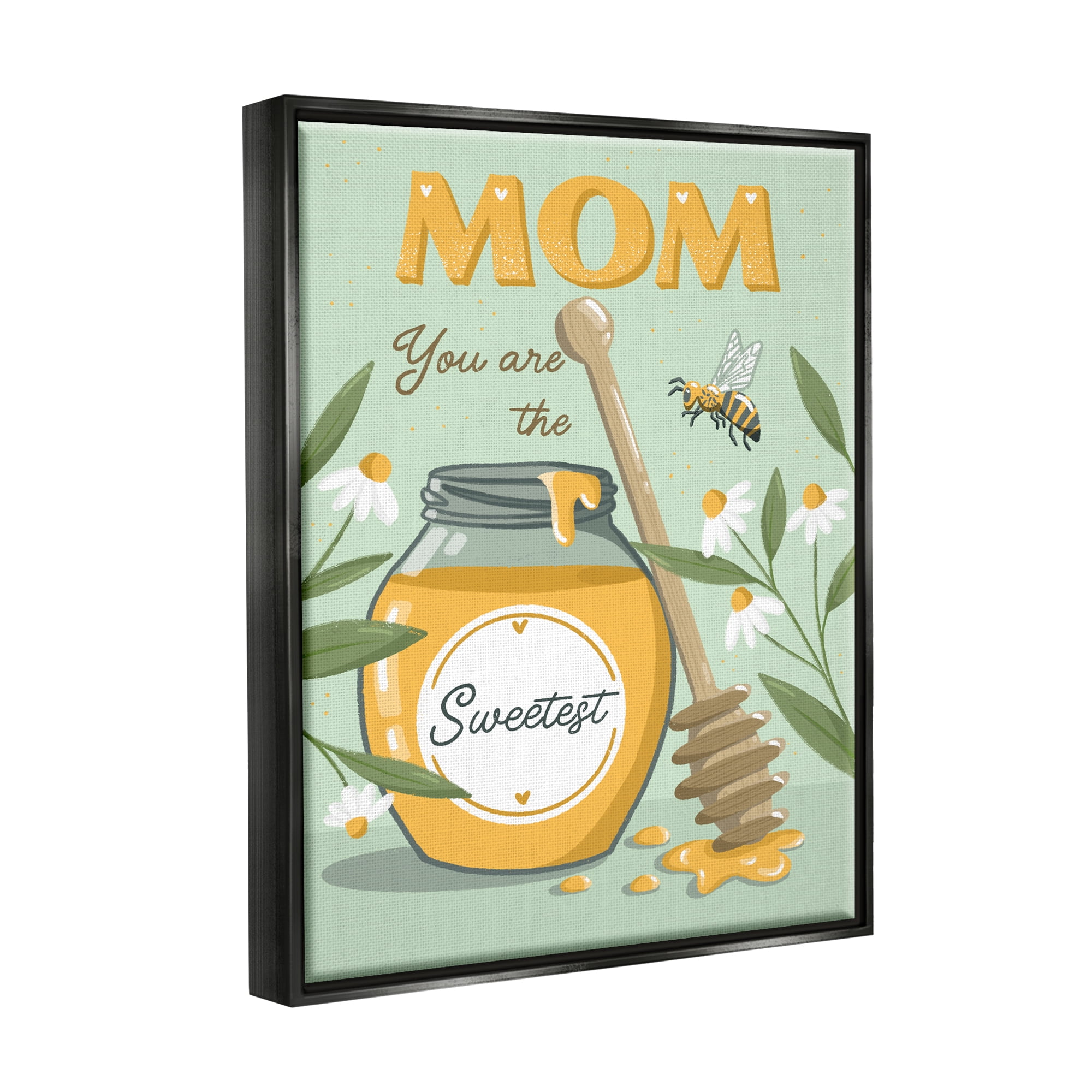 Stupell Industries Mom You Are The Sweetest Honey Jar Holiday Painting Black Floater Framed Art Print Wall Art