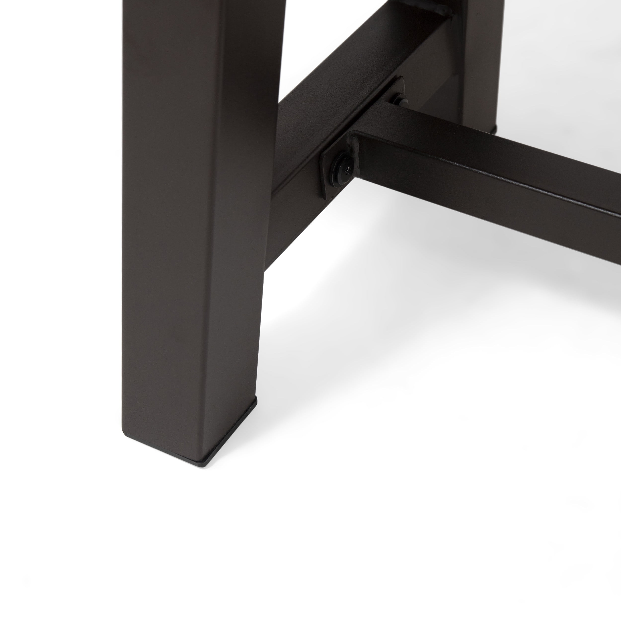 Outdoor Patio Rest Bench, Acacia Wood Frame Combined with Retro Metal Structure for Garden Deck, Grey and Rustic Metal