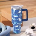 thumbnail image 2 of 40 oz Shark Tumbler With Handle and Straw, Leakproof Stainless Steel Insulated Tumbler, Cup Holder Friendly, Birthday Christmas Gifts for Women Who Loves Shark, Travel Coffee Mug Water Bottle, 2 of 6