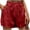 Red, variant on cocolona Womens Summer Casual Satin Beach Shorts Solid Color Elastic Waist Bow Wide Leg Vacation Lounge Shorts with Pockets