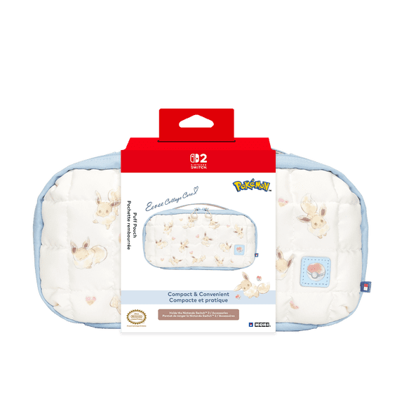 HORI Puff Pouch (Eevee Cottage Core) - Soft Carrying Case for Nintendo Switch 2 - Officially Licensed by Nintendo and The Pokémon Company International