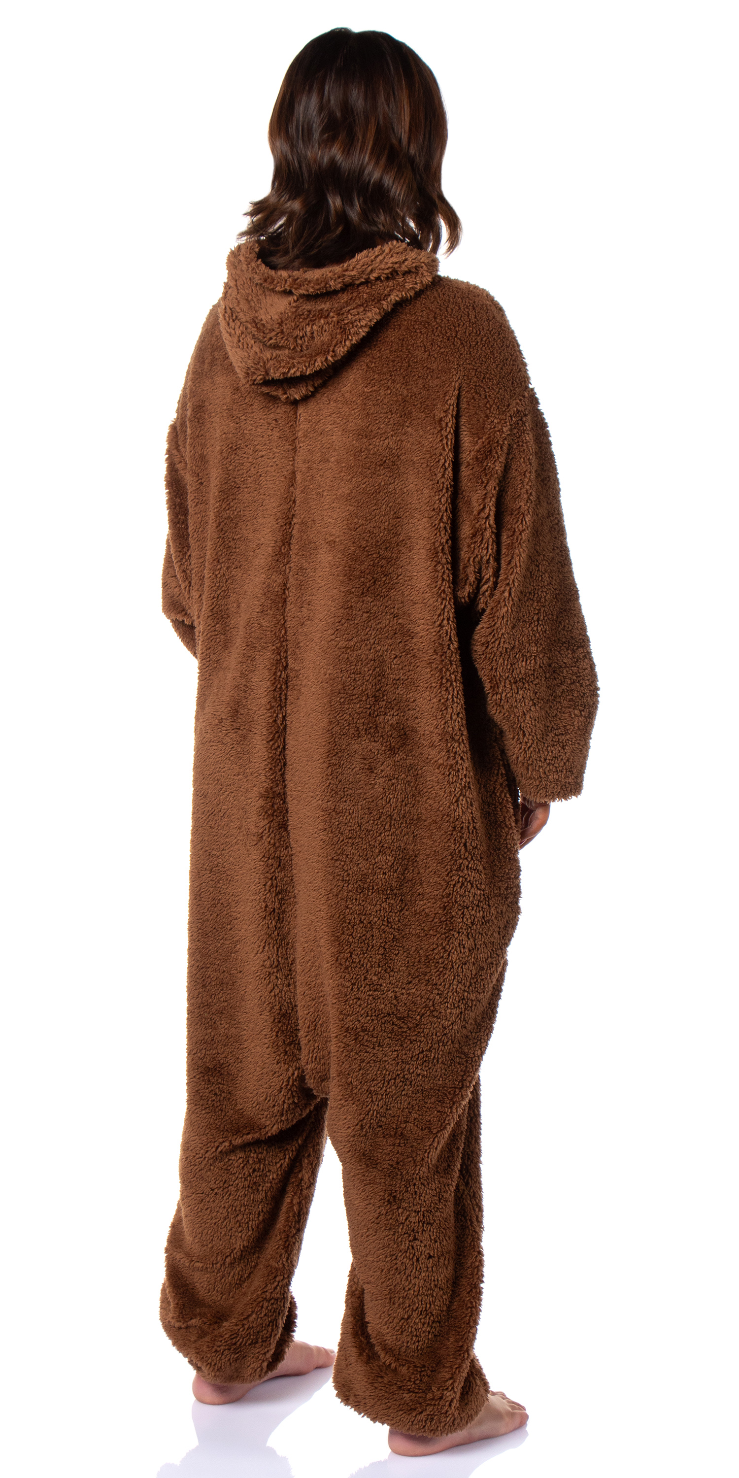 Star Wars Chewbacca Hooded Adult Plush Fleece Zip-Up Costume One Piece Footless Pajama Union Suit