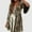 002 Gold, variant on Women's V-Neck Glitter Sequin Mini Dress Flared Long Sleeves Waist Tie Dress A-Line Swing Short Dress Cocktail Party Sparkly Dress
