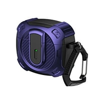 ELEHOLD for Airpods Pro (2019) Case with Buckle,Cool Military Grade Rugged All-round Protection Security Lock Support Wireless Charging Shockproof Protective Case for Men Women,Purple