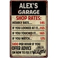 thumbnail image 1 of ALEX'S Garage Shop Rates Sign Man Cave Decor 16 x 24 Matte Finish Metal 116240010159, 1 of 1